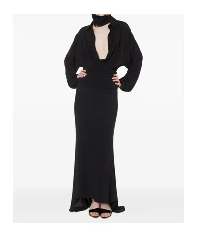 Philosophy Di Lorenzo Serafini Philosophy Di Lorenzo Serafin Draped Poplin Shirt In Black