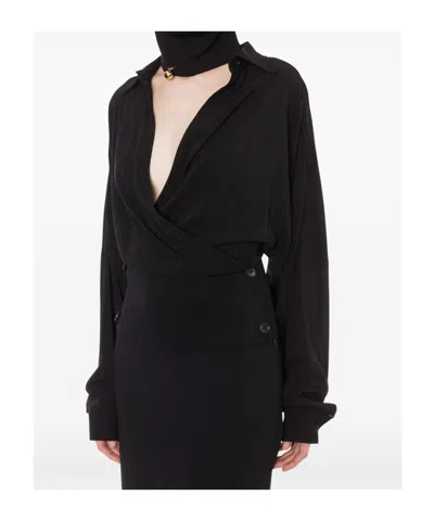 Philosophy Di Lorenzo Serafini Philosophy Di Lorenzo Serafin Draped Poplin Shirt In Black