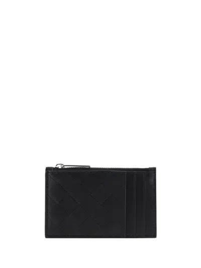 Bottega Veneta Black Card-holder With Intreccio Motif In Leather Man In Black