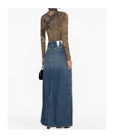 Darkpark Emma Distressed Denim Maxi Skirt