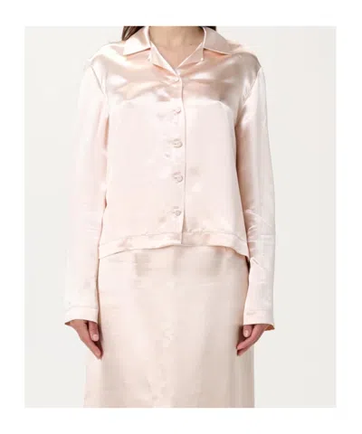 Philosophy Di Lorenzo Serafini Romantic Pink Viscose Blouse With Satin Finish In Pink