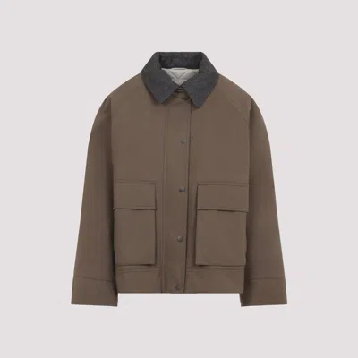 Brunello Cucinelli Bead-embellished Wool Felt-trimmed Padded Cotton-blend Jacket