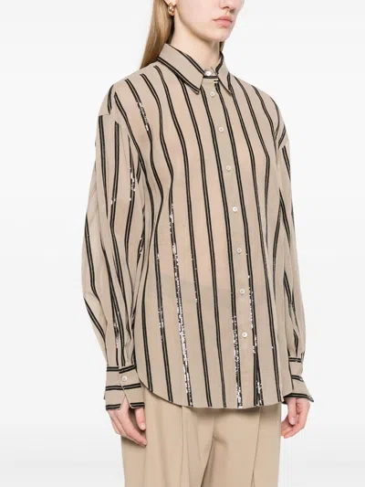 Brunello Cucinelli Vertical Striped Cotton Shirt