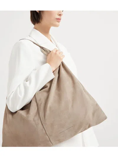 Brunello Cucinelli Suede Swing Hobo Bag
