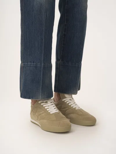 Chloé Quilted Low-top Lace-up Rubber Shoes In Green