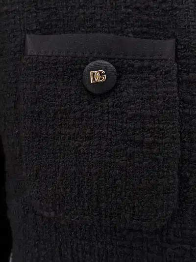 Dolce & Gabbana Cotton And Viscose Blazer With Animalier Print Lining In Black