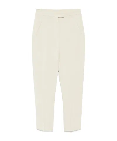 Patrizia Pepe Wide-leg High-waist Pants With Drawstring Closure In White