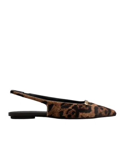 Tod's Embellished Leopard-print Calf Hair Slingback Flats In Animal Print