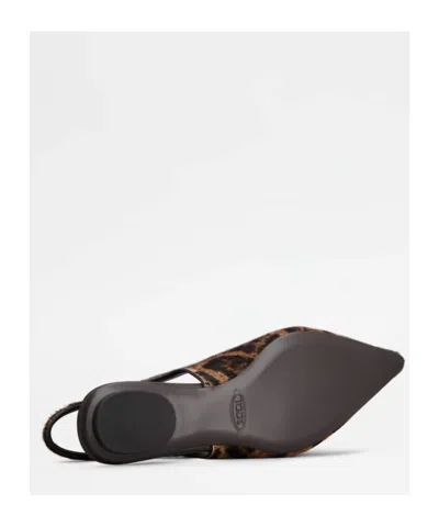 Tod's Embellished Leopard-print Calf Hair Slingback Flats In Animal Print