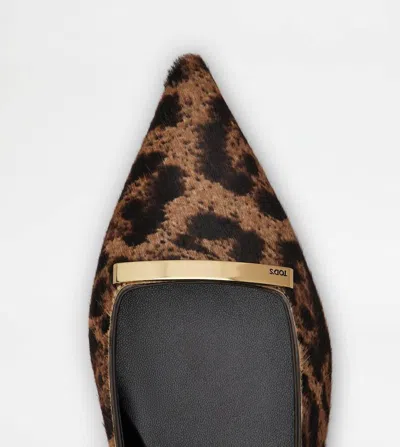 Tod's Embellished Leopard-print Calf Hair Slingback Flats In Animal Print