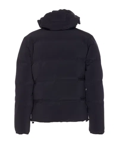 Herno High-collar Hooded Down Jacket With Logo Detail In Multi