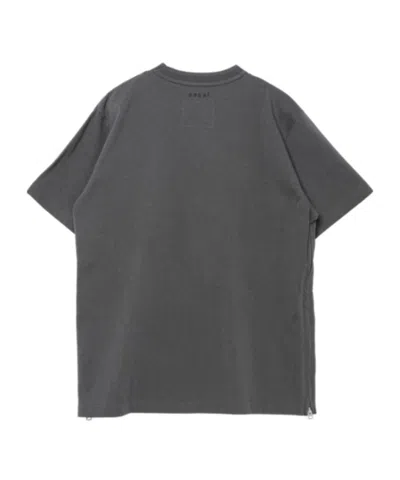 Sacai Side Zip Cotton T-shirt In Gray