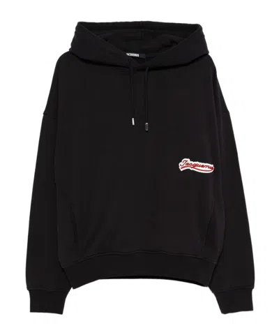 Jacquemus Relaxed Fit Hoodie With Drawstring In Blue