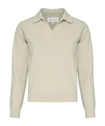 Maison Margiela Ribbed Long Sleeve Top In Gold