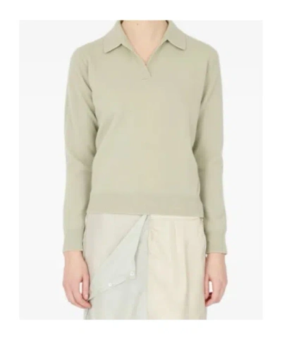 Maison Margiela Ribbed Long Sleeve Top In Gold