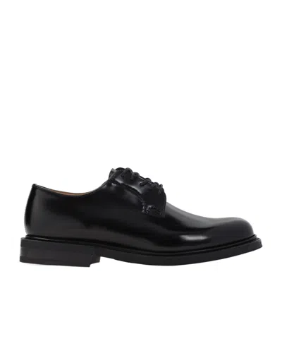 Church's Polished Black Leather Derby Shoes With Rounded Toe