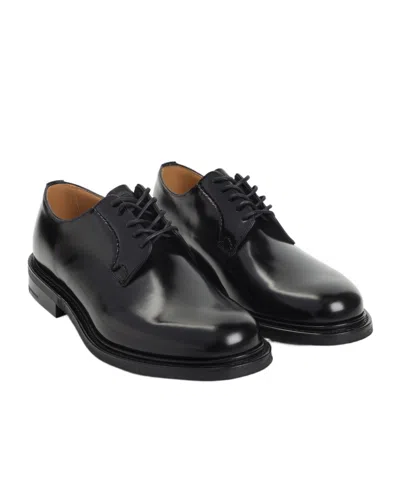 Church's Polished Black Leather Derby Shoes With Rounded Toe