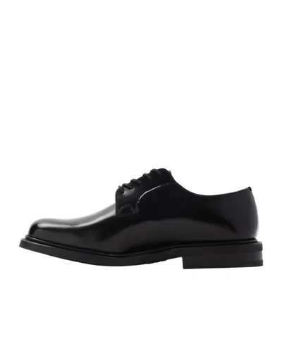 Church's Polished Black Leather Derby Shoes With Rounded Toe