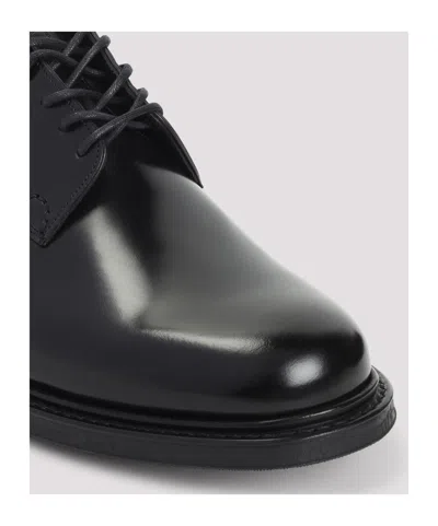 Church's Polished Black Leather Derby Shoes With Rounded Toe