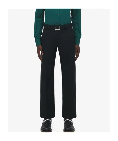 Alexander Mcqueen Pants With T-bar Belt In Black