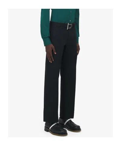 Alexander Mcqueen Pants With T-bar Belt In Black
