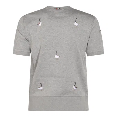 Thom Browne Knitwear Crewneck Embroidered Short Sleeves In Gray