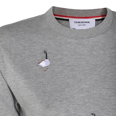 Thom Browne Knitwear Crewneck Embroidered Short Sleeves In Gray