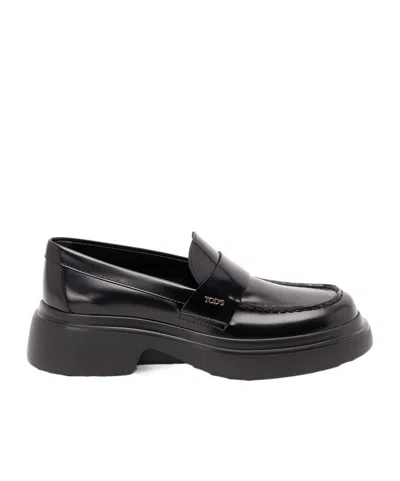 Tod's Mocassini In Pelle Nera  Donna