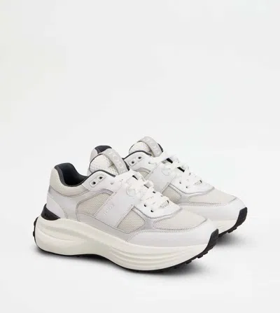 Tod's Low Top Leather Sneakers With Contrast Sole In White