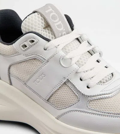 Tod's Low Top Leather Sneakers With Contrast Sole In White