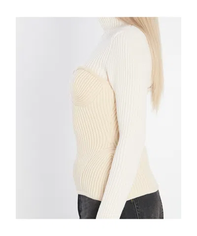 Jean Paul Gaultier Ribbed Corset Sweater In Neutral
