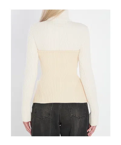 Jean Paul Gaultier Ribbed Corset Sweater In Neutral