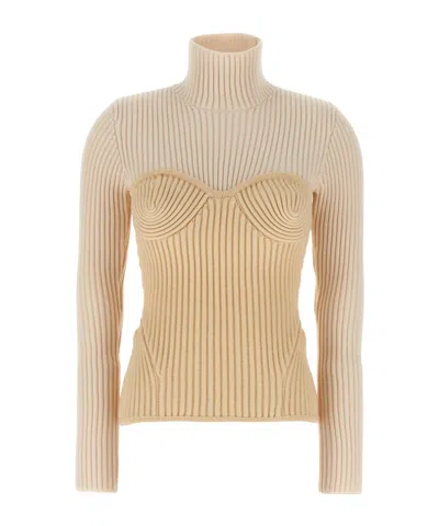 Jean Paul Gaultier Women Ribbed Corset Sweater In Brown