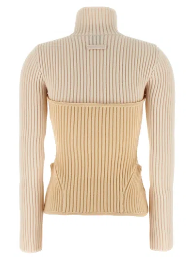 Jean Paul Gaultier Women Ribbed Corset Sweater In Brown