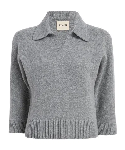 Khaite Shrunken Jo Stretch-cashmere Jumper In Gray
