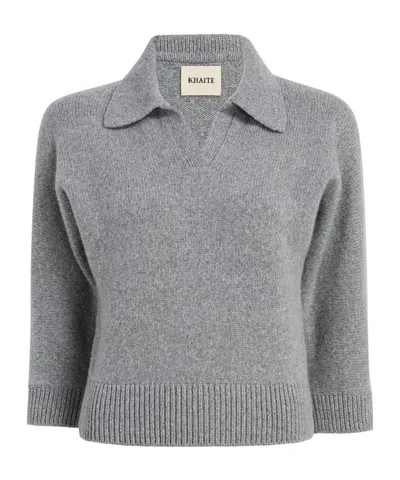 Khaite Shrunken Jo Stretch-cashmere Jumper In Gray