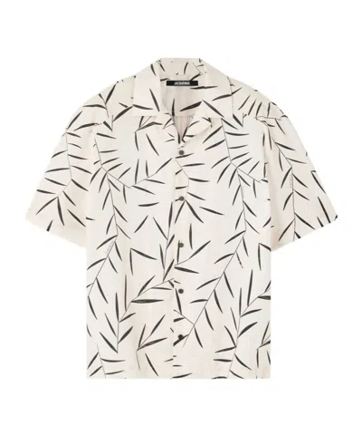 Jacquemus Leaf-print Short-sleeved Shirt In White