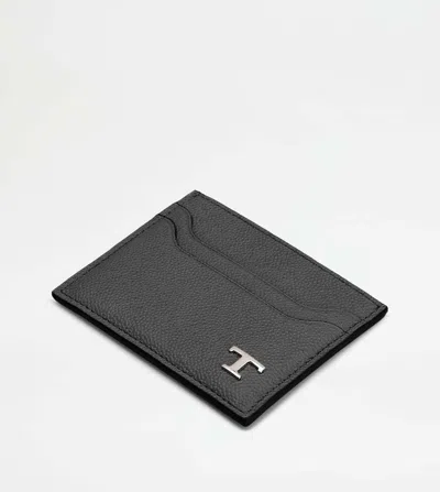Tod's Slim Textured Compact Wallets In Black