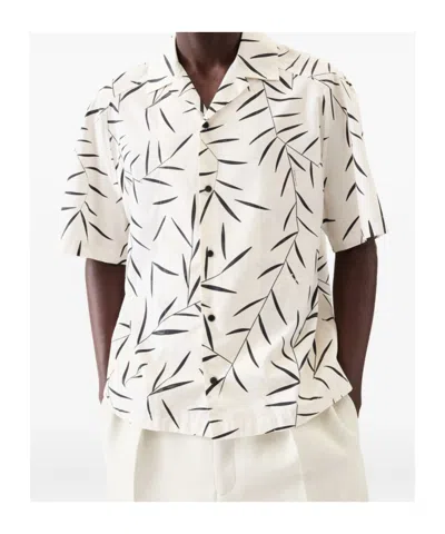 Jacquemus Leaf-print Short-sleeved Shirt In White