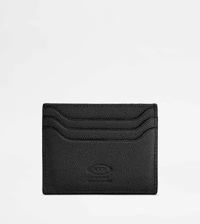 Tod's Slim Textured Compact Wallets In Black