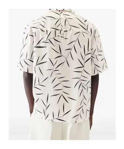 Jacquemus Leaf-print Short-sleeved Shirt In White