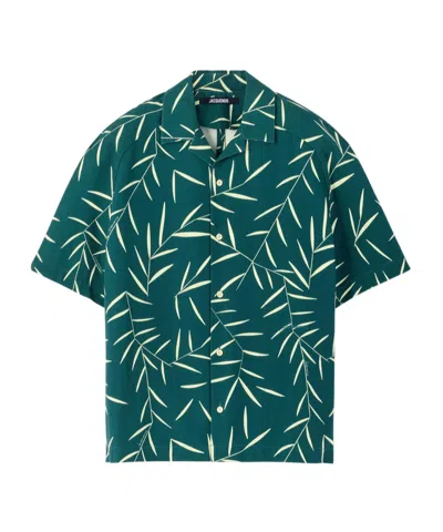 Jacquemus Fonccio Camp-collar Printed Cotton-twill Shirt In Green