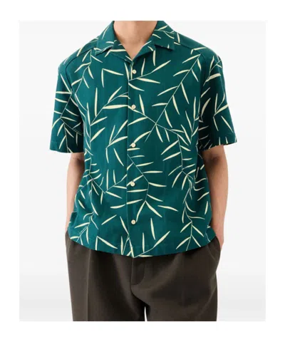 Jacquemus Fonccio Camp-collar Printed Cotton-twill Shirt In Green