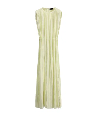 Roberto Collina Pleated Crew Neck Dress In Neutral