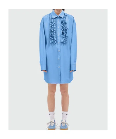 Msgm Cotton Poplin Mini Dress In Blue
