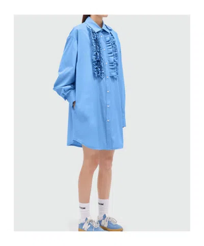 Msgm Cotton Poplin Mini Dress In Blue