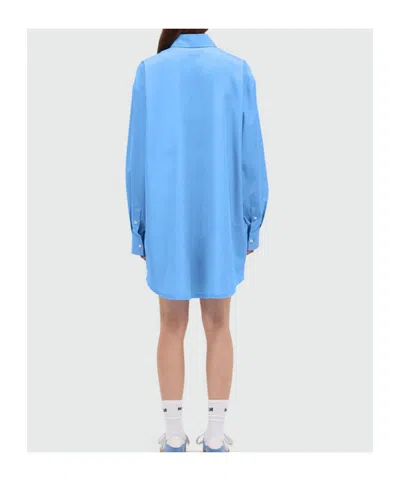 Msgm Cotton Poplin Mini Dress In Blue