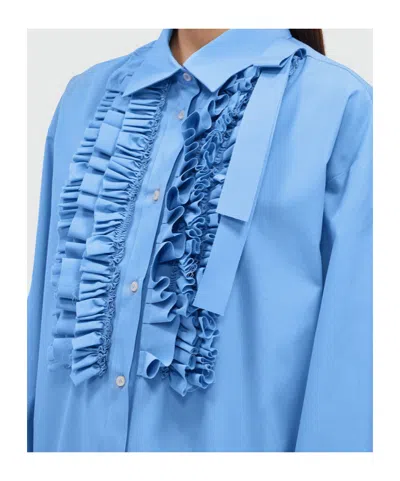 Msgm Cotton Poplin Mini Dress In Blue