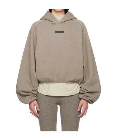 Essentials Greige Brushed Cotton Sweatshirt In Brown