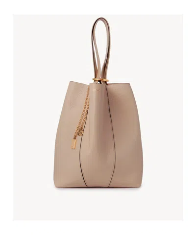 Chloé Spin Grained Leather Tote Bag In Neutral